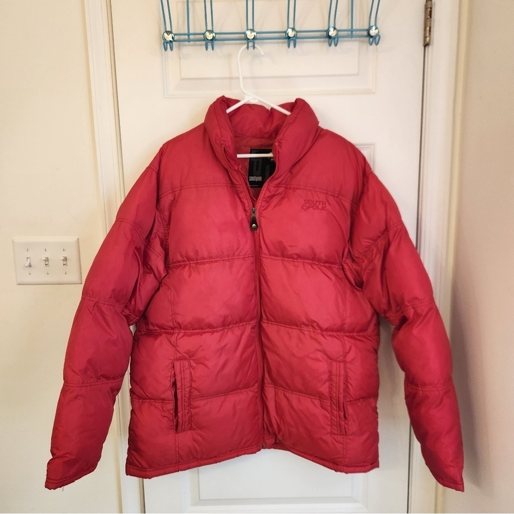 Y2K SouthPole Red Puffer Jacket Hip Hop Mock Neck Jacket‎ Size Men's Large K/PP